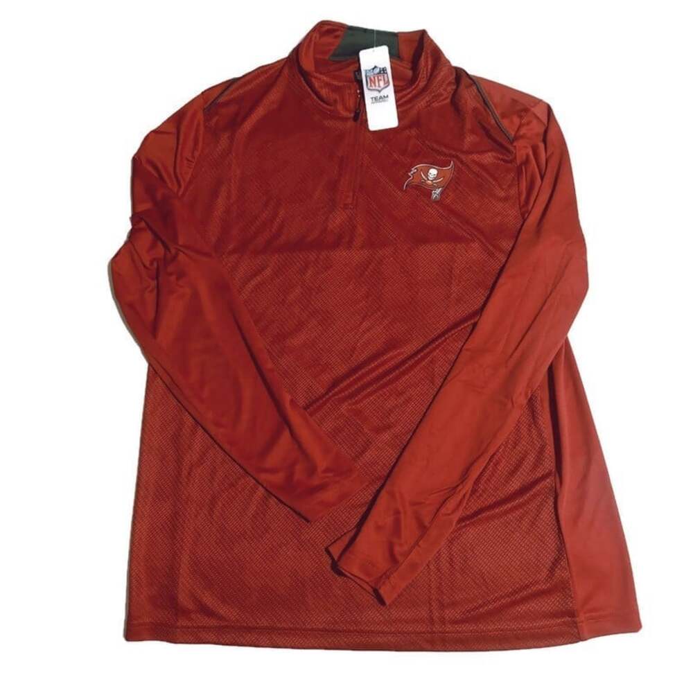 NFL Team Apparel Tampa Bay Buccaneers Quarter Zip Pullover Shirt Jacket Mens L
